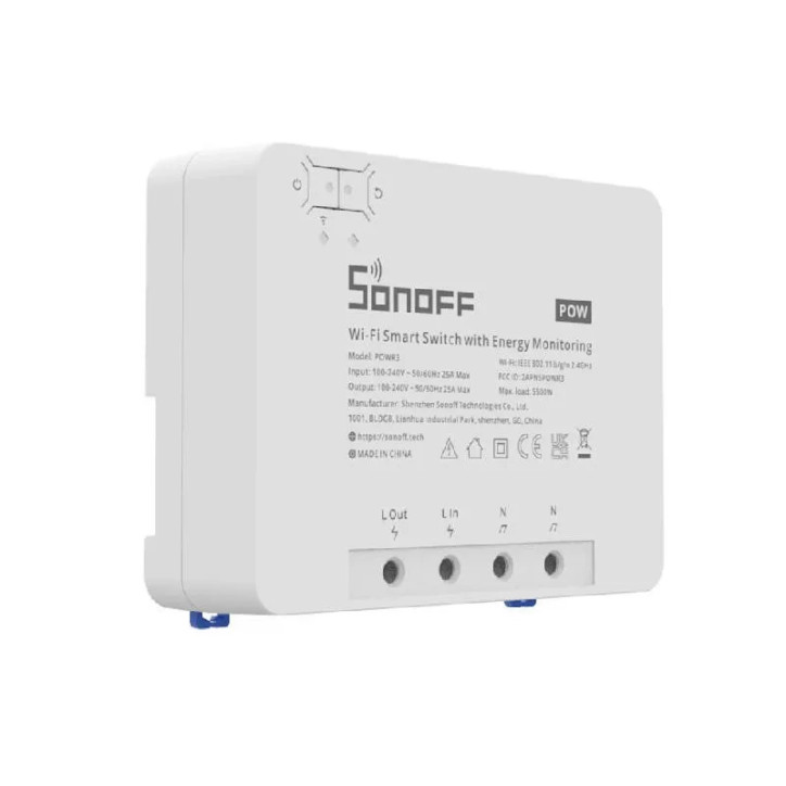 Sonoff POW R3 Interruttore Smart WiFi con Misurazione Consumi 25A Bianco