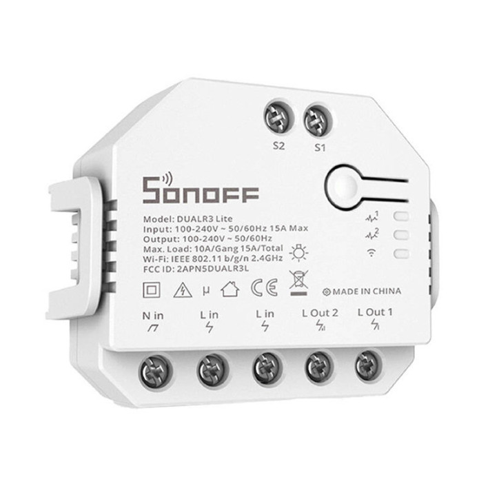 Sonoff Dual R3 Lite Interruttore Wi-Fi Doppio Relè Bianco Sonoff Dual R3 Lite Interruttore Wi-Fi Doppio Relè Bianco