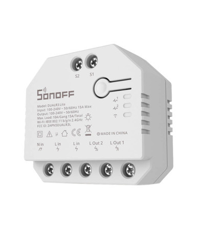 Sonoff Dual R3 Lite Interruttore Wi-Fi Doppio Relè Bianco