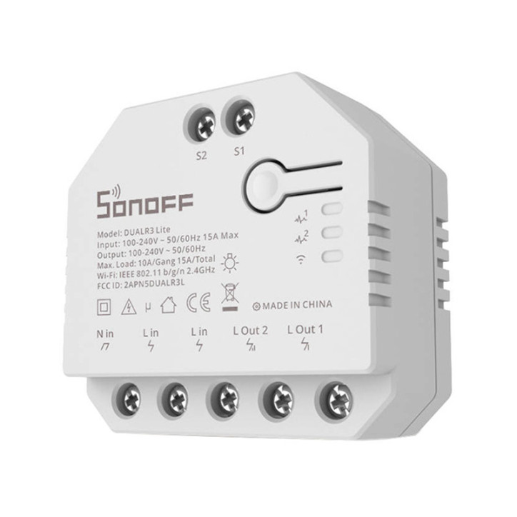 Sonoff Dual R3 Lite Interruttore Wi-Fi Doppio Relè Bianco Sonoff Dual R3 Lite Interruttore Wi-Fi Doppio Relè Bianco