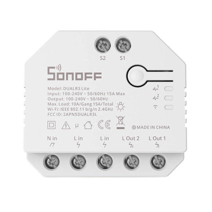 Sonoff Dual R3 Lite Interruttore Wi-Fi Doppio Relè Bianco Sonoff Dual R3 Lite Interruttore Wi-Fi Doppio Relè Bianco