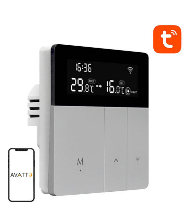 Termostato Avatto WT50 3A WiFi per riscaldamento acqua Grigio