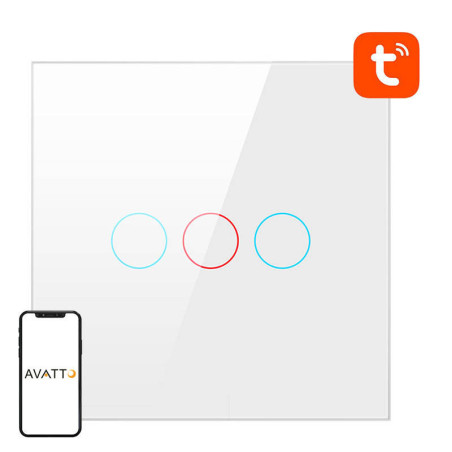 Interruttore Luce Smart WiFi Avatto TS02-EU-W3 3 Way TUYA Bianco