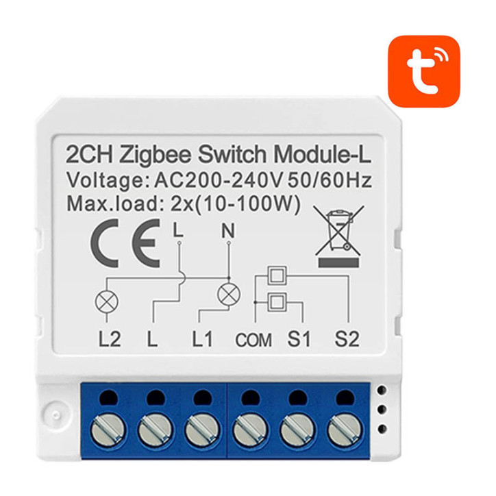 Avatto LZWSM16-W2 Modulo Interruttore ZigBee 2 Canali Senza Neutro Tuya