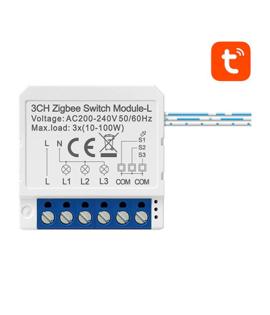 Avatto LZWSM16-W3 Modulo Interruttore Zigbee 3 Canali Senza Neutro Bianco