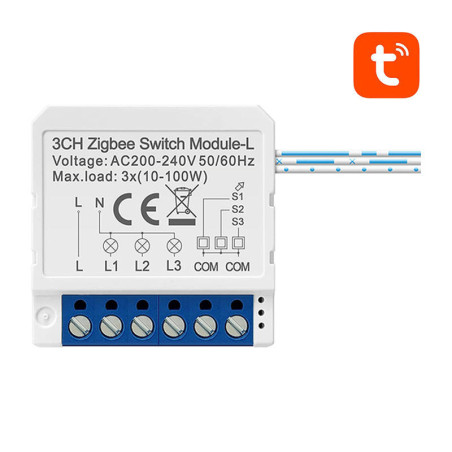 Avatto LZWSM16-W3 Modulo Interruttore Zigbee 3 Canali Senza Neutro Bianco